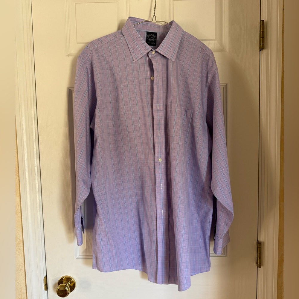Brooks Brothers Purple and Blue Plaid Dress Shirt